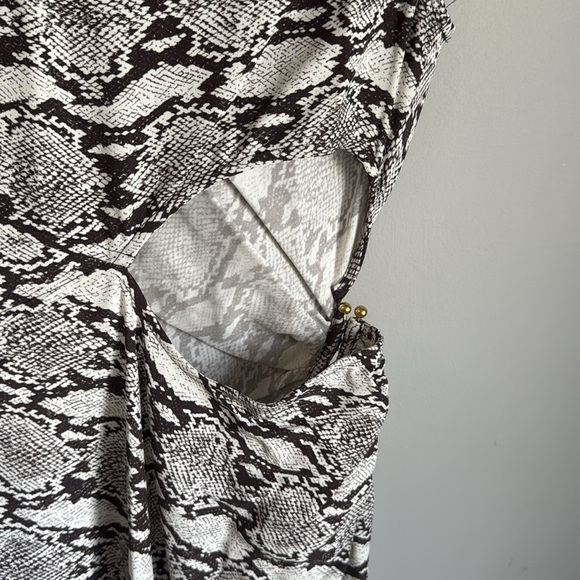 A.L.C. Beale Snakeskin Print Cutout Midi Dress 8 - Picture 11 of 16